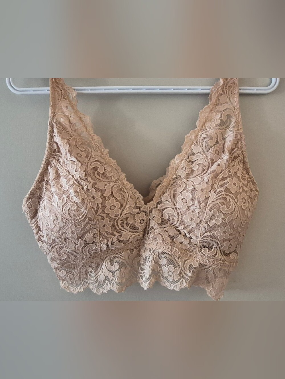 Lace Bralette in Nude - Wireless Floral Lace Comfort